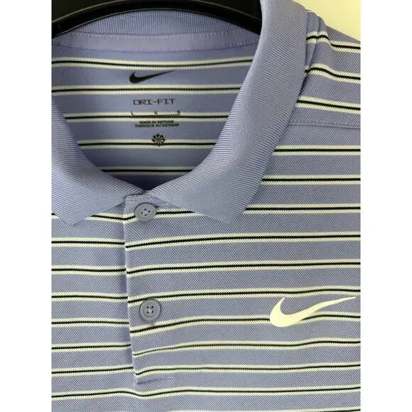 2 Nike Dri-Fit Men's Golf Polo Shirts Size Large Victory Stripe Green Blue Top - Picture 13 of 16